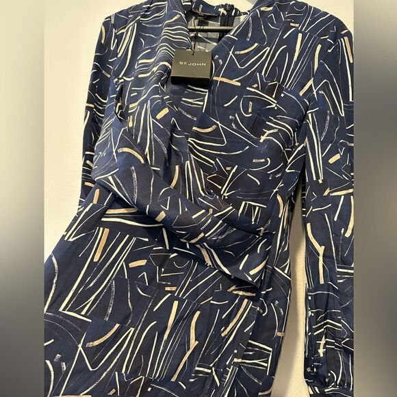 St.John Collection 100% Silk artistic style Dress size S - Picture 10 of 12